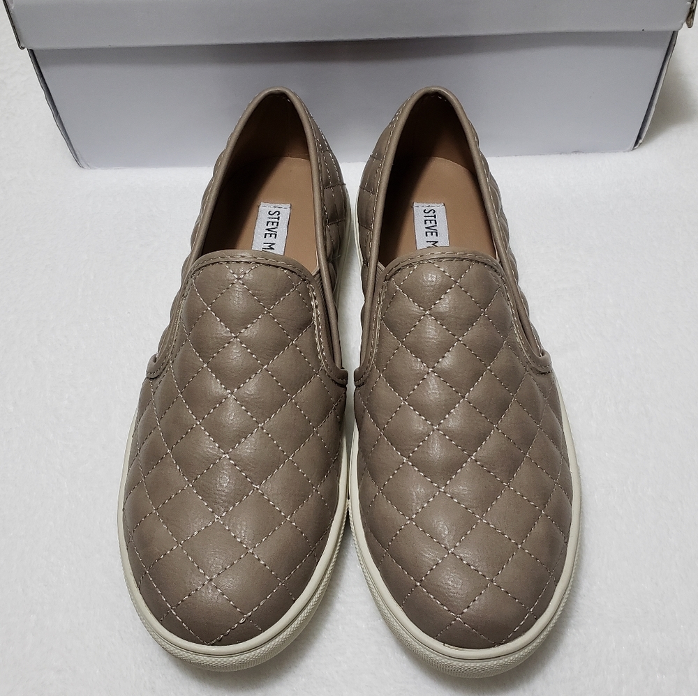 Steve Madden Taupe Quilted Slip On Sneaker